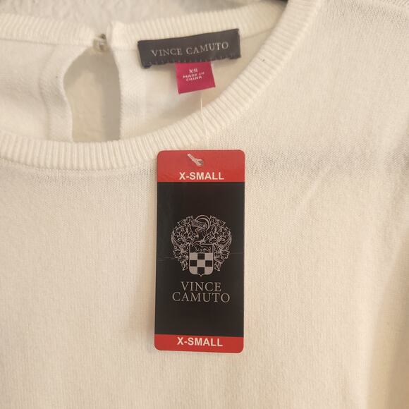 Vince Camuto Women's Size XS White Short Sleeve Sweater NWT - Picture 3 of 7